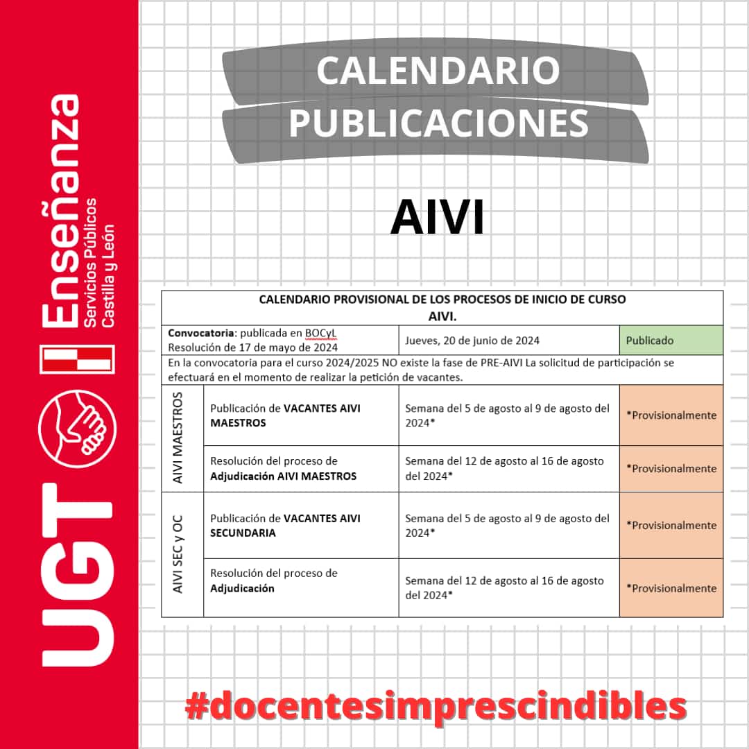 UGTprofeSegovia's tweet photo. https://t.co/rHoeEv8PUK

#AIVI 
#Oposicionescyl

#docentesimprescindibles https://t.co/Mfd8OLPh0E