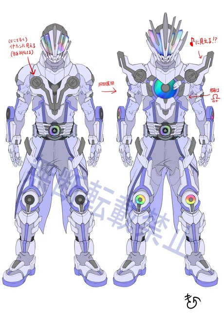 オリジナル仮面ライダー進捗。先日フォロワさんから素敵な案を頂けたおかげでデザインに整合性が出てまいりました。閉じてる時はイヤホン、開いてる時はに見えるという発想は正直盲点でした。本当に感謝です。 