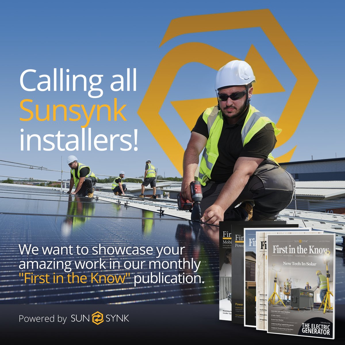 Sunsynk (@sunsynkltd) on Twitter photo 📢 CALLING ALL SUNSYNK INSTALLERS! 📢
We want to showcase your amazing work in our monthly "First in the Know" publication.
Share your Sunsynk installation photos with us by tagging our page.
Please email support@sunsynk.com
subject: Calling all Sunsynk installers!
#Sunsynk 📢 CALLING ALL SUNSYNK INSTALLERS! 📢
We want to showcase your amazing work in our monthly "First in the Know" publication.
Share your Sunsynk installation photos with us by tagging our page.
Please email support@sunsynk.com
subject: Calling all Sunsynk installers!
#Sunsynk