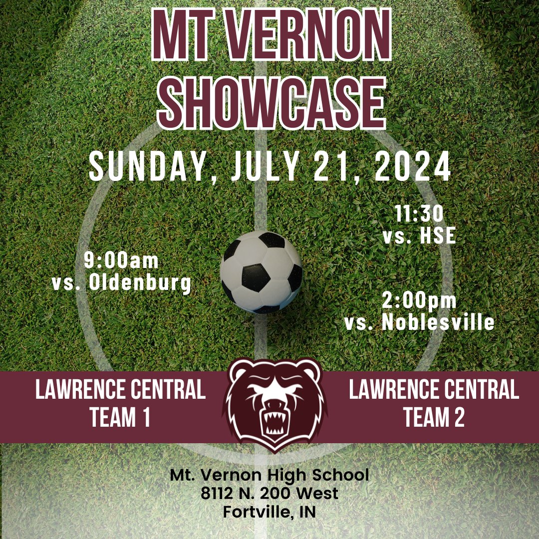 Bears are in action this weekend.   Two teams from LC participating in the Mt Vernon Showcase.  

Let’s go Bears!   
🐻⚽️💪