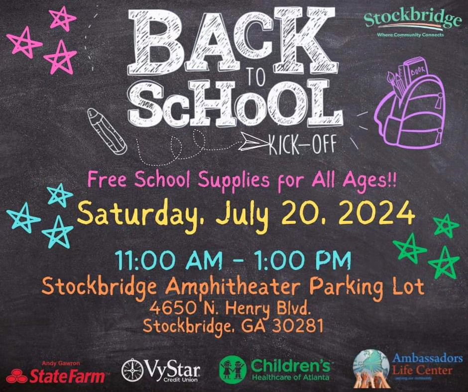 samvalme's tweet photo. The City of Stockbridge Youth Council is excited to support the City of Stockbridge's Back to School Kick-Off! Join us for a fantastic event to ring in the new school year!

#StockbridgeYouthCouncil #BackToSchool #SchoolSupplies #communityevent https://t.co/UKeUdbPWxt