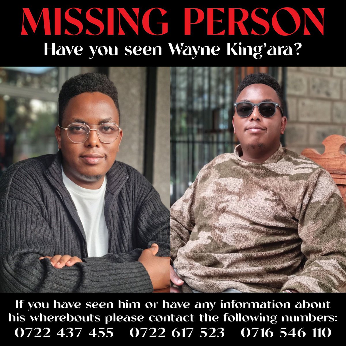 C_NyaKundiH's tweet photo. MISSING PERSON: Have you seen Wayne King'ara? https://t.co/RWmiboMWPo