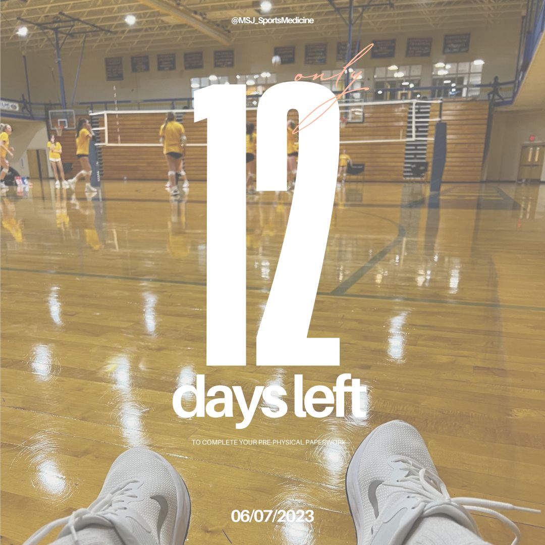 MSJ_SportsMed's tweet photo. TWELVE DAYS TO GET YOUR PAPERWORK IN! Check the link in our linktree for the directions #DefendTheMount https://t.co/DEI00C3QfB