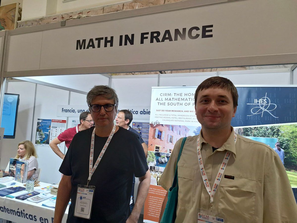 CNRS_INSMI's tweet photo. #9ECM | Encore merci à nos partenaires qui nous ont accompagné pour ce stand #MathInFrance ainsi qu'à toutes les personnes ayant contribué à l'événement @ECM2024Sevilla 👏
👋 @CIMPA_Math @_CIRM @Institut_IHES @SocMathFr @Centre_Mersenne FSMP https://t.co/nJCjnwzRwU