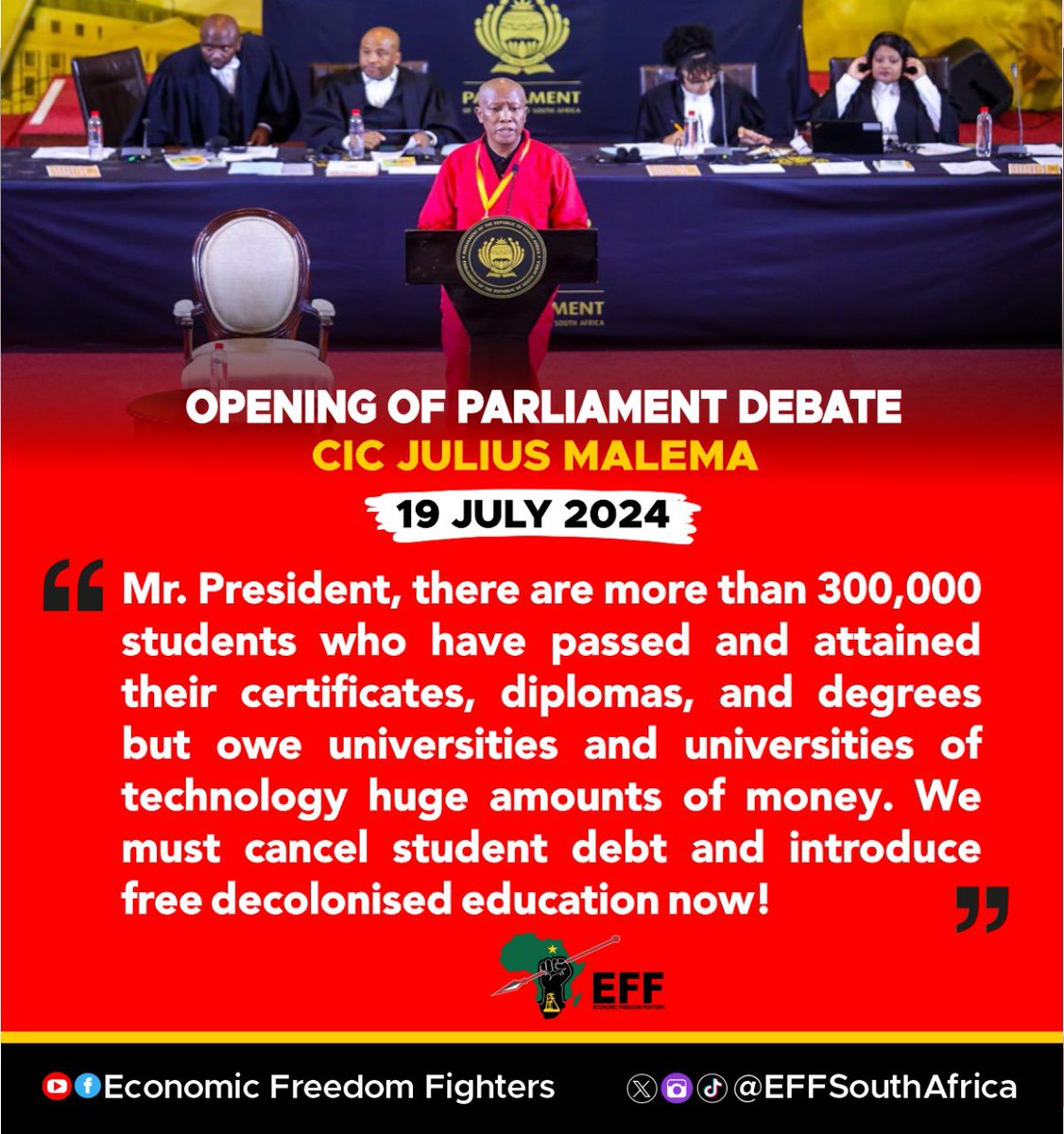 EFFSouthAfrica's tweet photo. #CICDebates
#EFFinParliament https://t.co/zaKW3gHUkA