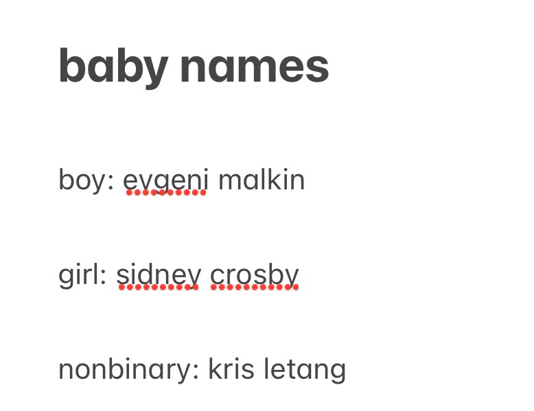 hockeyliker's tweet photo. marriage is so scary cos what if they dont like the baby names i’ve chosen :/ https://t.co/C2iNpz91PK
