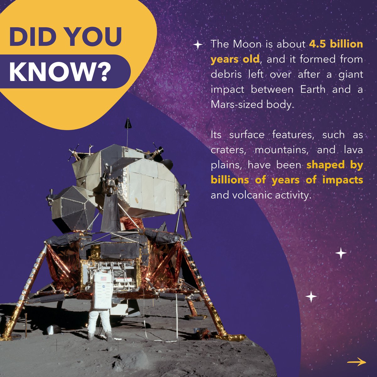 UN's tweet photo. Saturday is International Moon Day, celebrating the Moon's significance for Earth and humanity.

It aims to raise awareness of the importance of sustainable lunar exploration.

Scroll through for key facts about our closest celestial neighbour 🌖

— via @UNOOSA‌