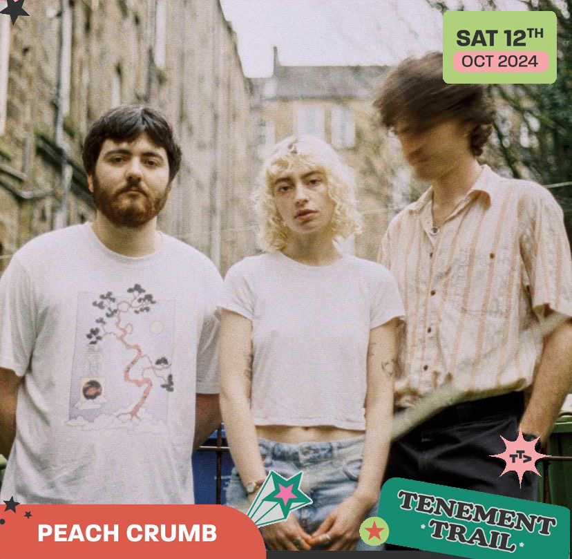 _PeachCrumb's tweet photo. ⋆｡°✩ Tenement trail ⋆｡°✩

So excited to announce we will be playing this years @tenement_trail  alongside some amazing acts!! Gonna be a good one :’)

12th October! Ticket link: https://t.co/FaXrbdSxIR

See you all there crumbs !!

Pic: Grant Robertson

Yours,
Peach Crumb x https://t.co/9YoIjw5GN2