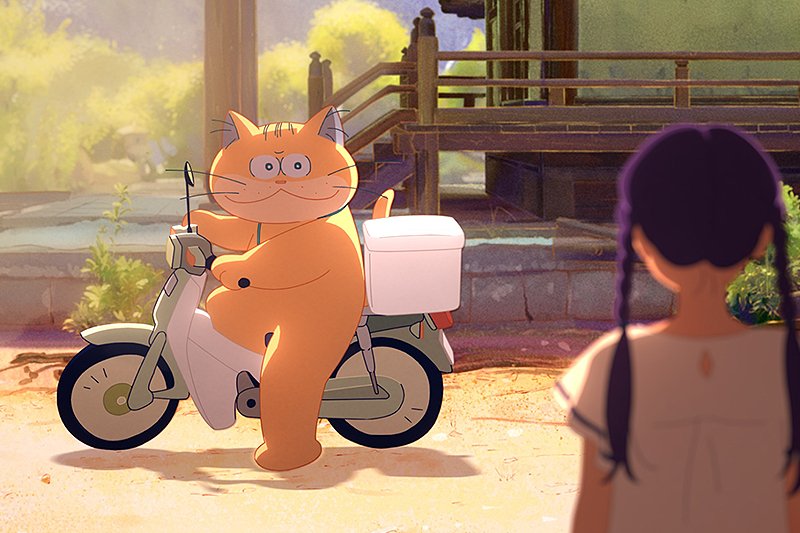 d_d_osorezan's tweet photo. 映画『化け猫あんずちゃん』めちゃよかった。フリーターの化け猫がテキトーに暮らす様子がボナールの絵みたいな背景美術で描かれる贅沢。冒頭からあんずちゃんの動きが「何をやっても面白い」と思えるのであらゆるシーンが楽しい。アニメ史上最もリアルな「チャリ盗まれたときの慌て方」も見られる。 https://t.co/QUIDPUeN8q