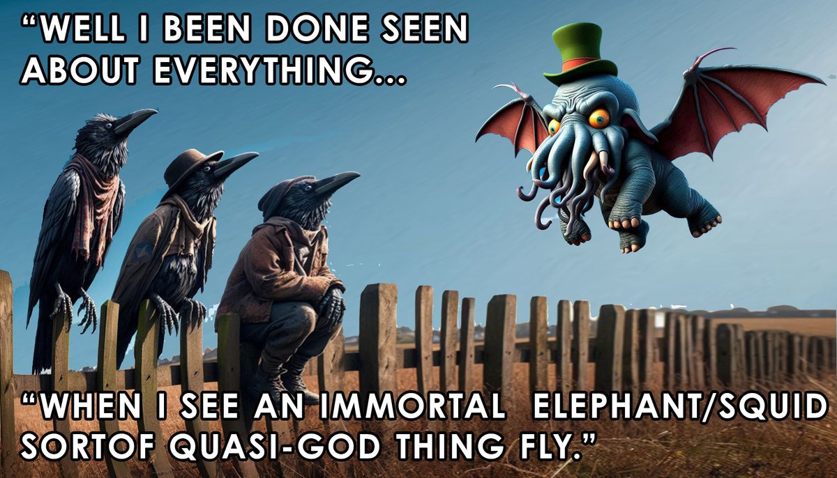 thatpauldennis's tweet photo. #cthulu #cthumbo #dumbo #aimemes #daft #comedy https://t.co/RrJ1xs9jzo