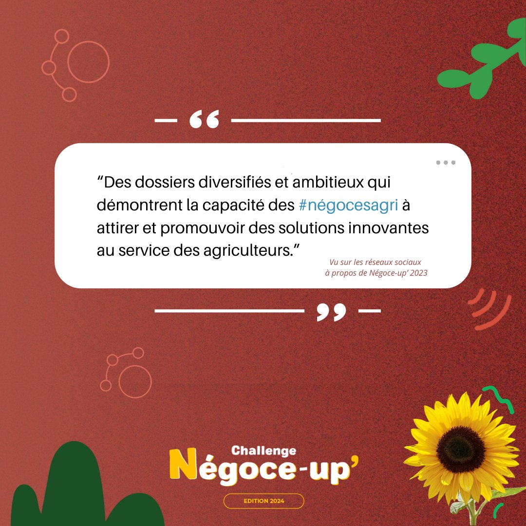 Le Négoce Agricole (@negoceagricole) on Twitter photo 🥇 Finale du challenge #NegoceUp !
📍Rendez-vous à <a href="/Innovagri1/">Innov-Agri</a> sur le stand Syngenta , le 4 septembre à 16h30
Une première sélection a été réalisée dans les 8 dossiers déposés. Un jury se réunira pour départager les 3 premiers projets.🏆50 000€ à la clé !
<a href="/AgriSOI/">Agri Sud-Ouest Innovation</a> <a href="/Syngenta/">Syngenta</a> 🥇 Finale du challenge #NegoceUp !
📍Rendez-vous à <a href="/Innovagri1/">Innov-Agri</a> sur le stand Syngenta , le 4 septembre à 16h30
Une première sélection a été réalisée dans les 8 dossiers déposés. Un jury se réunira pour départager les 3 premiers projets.🏆50 000€ à la clé !
<a href="/AgriSOI/">Agri Sud-Ouest Innovation</a> <a href="/Syngenta/">Syngenta</a>