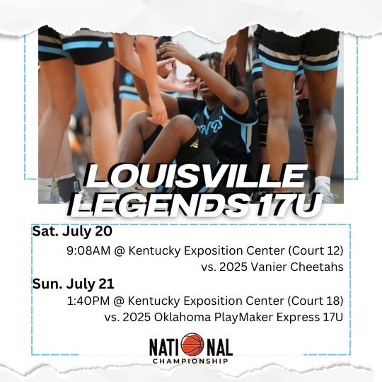 LvilleLegendGBB's tweet photo. 🚨SCHEDULE CHANGE🚨

Last Dance of the season we will be at the National Championship

@PGHKentucky @riseupsports1 @KyPrephoops @alyxwhite_ @PGHAkeem @JrAllStarBB @MMBR_CoachGBell https://t.co/ZJl4nn0sV0