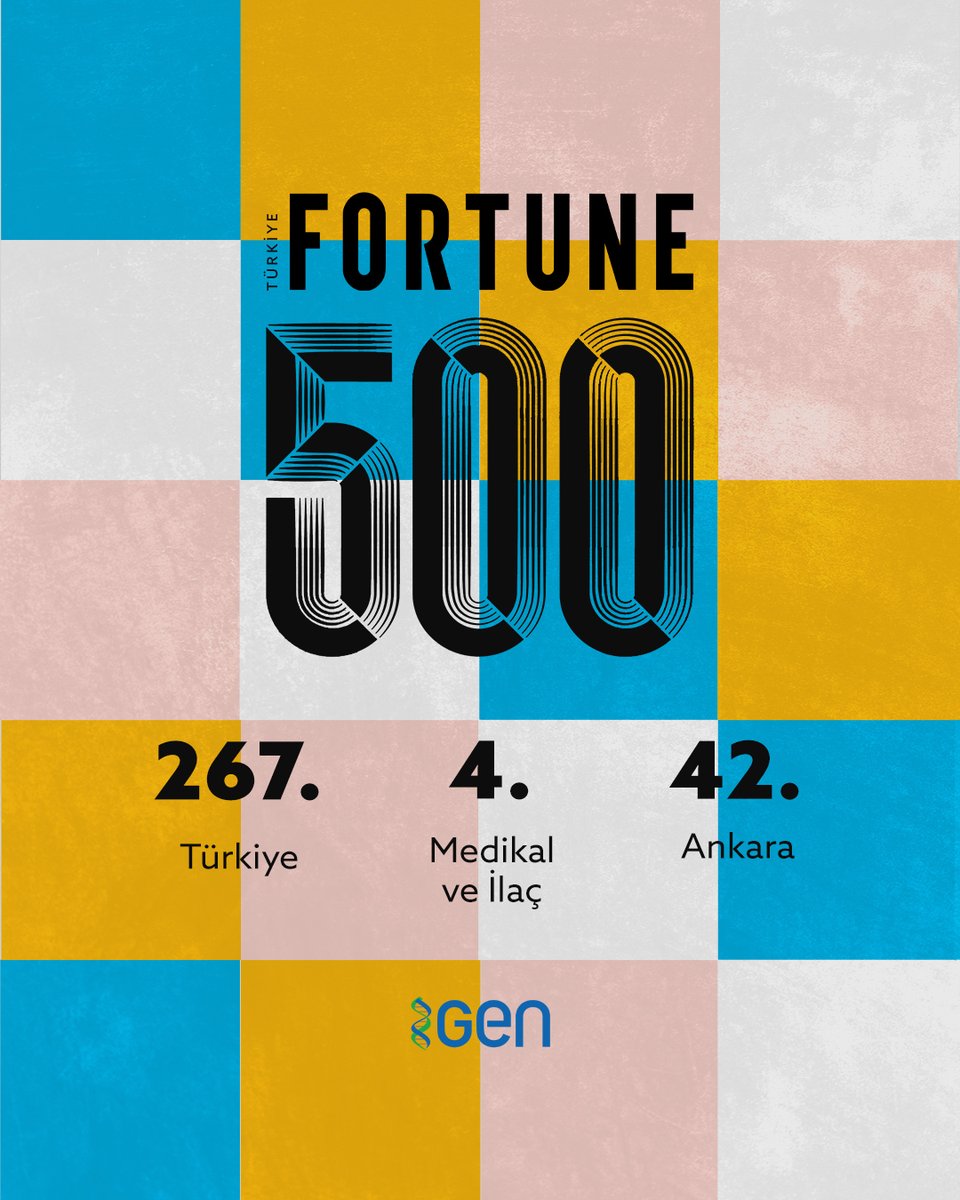 genilac's tweet image. #GEN Bir Kez Daha #Fortune500 Türkiye Listesi'nde!

Türkiye'nin en büyük şirketlerinin araştırıldığı listede genel sıralamada 267. sırada, Medikal ve İlaç Sektörü sıralamasında 4. sırada yer aldık.