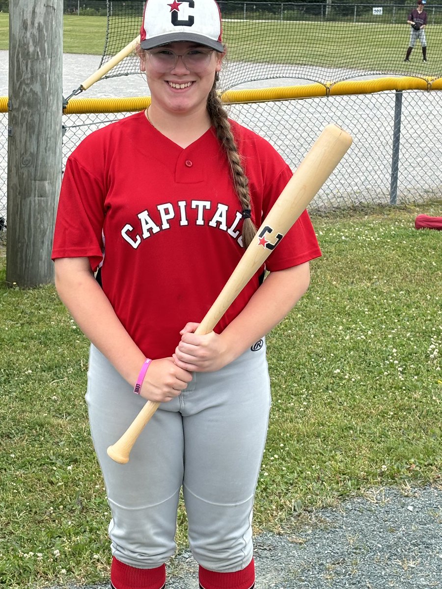 This morning’s Cap of the day is none other than the hard hitting Kinsley Haynes! Kinsley was 2 for 2 with a walk and had a strong game behind the plate. Kinsley’s hits included a triple and foul balls in the 300’ range. Way to go Kins!