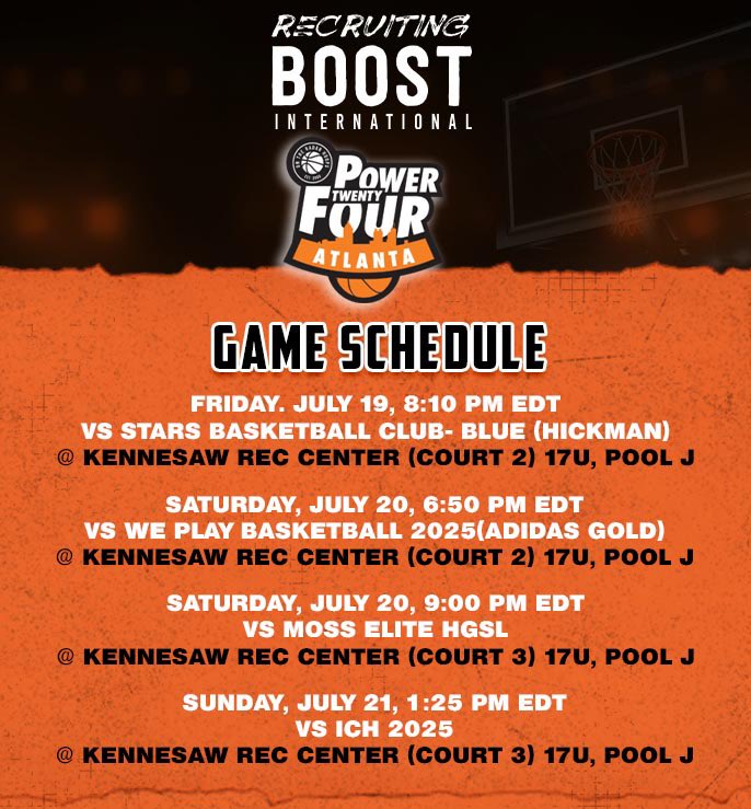 College Coaches, come see us this weekend. All games @ Kennesaw Rec Center! 

Recruiting Boost International ‼️