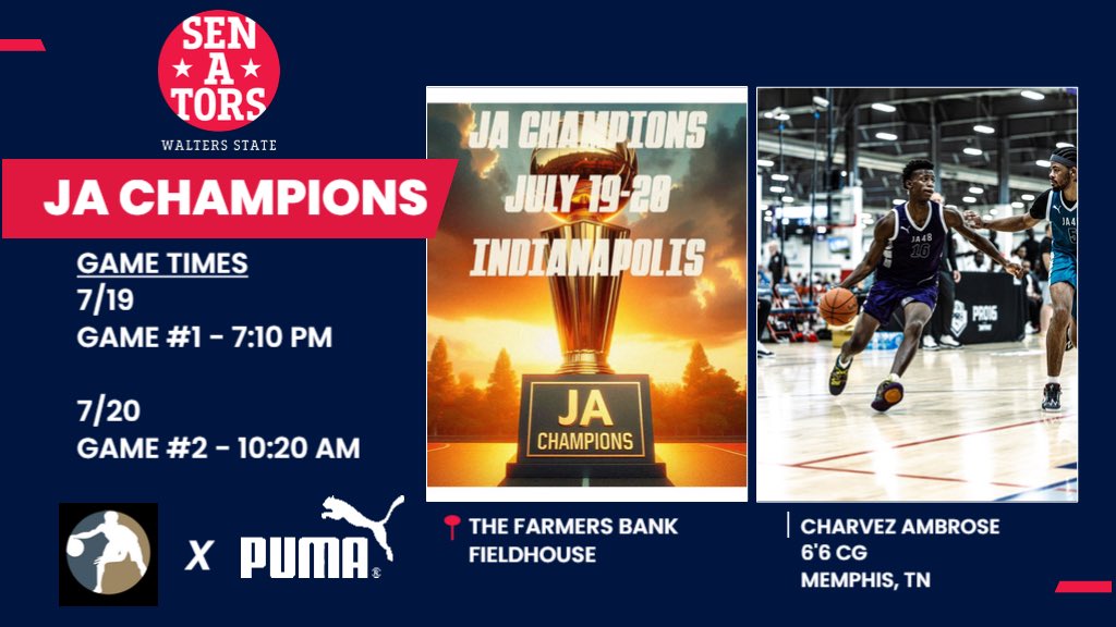 MBBWaltersState's tweet photo. 🚨D1 Coaches don’t be late to the🕺🏼. Watch @charvez105 at JA Champions this weekend in Indy against the best Juco players in the country. Charvez is having a great summer &amp; his versatility is unmatched.

🎞️⬇️🔴🔵

July 19th- Game #1 @ 7:10 pm

July 20th- Game #2 @ 10:20 am https://t.co/zfm0GS0QRO