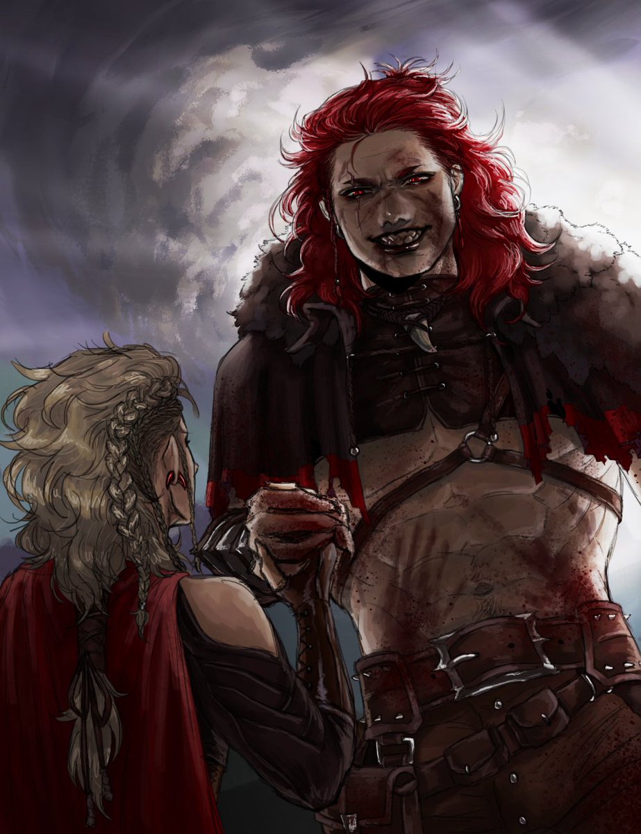 TM0nsters's tweet photo. My piece for the @Meteor_Bang 
I had such a fun time with @HazelRoses1 while working on this💗Absolutely in love with the Bloodriot she wrote😩🤌✨
⬇️Link below⬇️
#KRBKvillainbang https://t.co/bH9oyPFK23