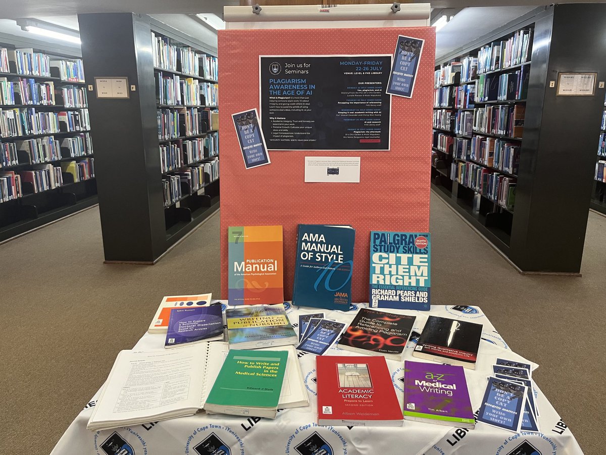 ⁦<a href="/uct_bmhsl/">Bongani Mayosi Health Sciences Library (BMHSL)</a>⁩ all set for Plagiarism Awareness in the Age of AI ⁦<a href="/UCTHealthSci/">UCT Health Sciences</a>⁩