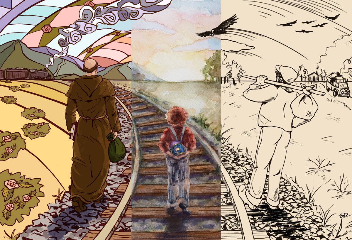 And, to close out the week, here’s our trio heading off on a journey together and on their own.

Much thanks to @brigid_donahue_art for her talent and care in creating all this beautiful art.

And, if you enjoyed Hobo Code, please consider rating &amp; reviewing. It goes a long way.