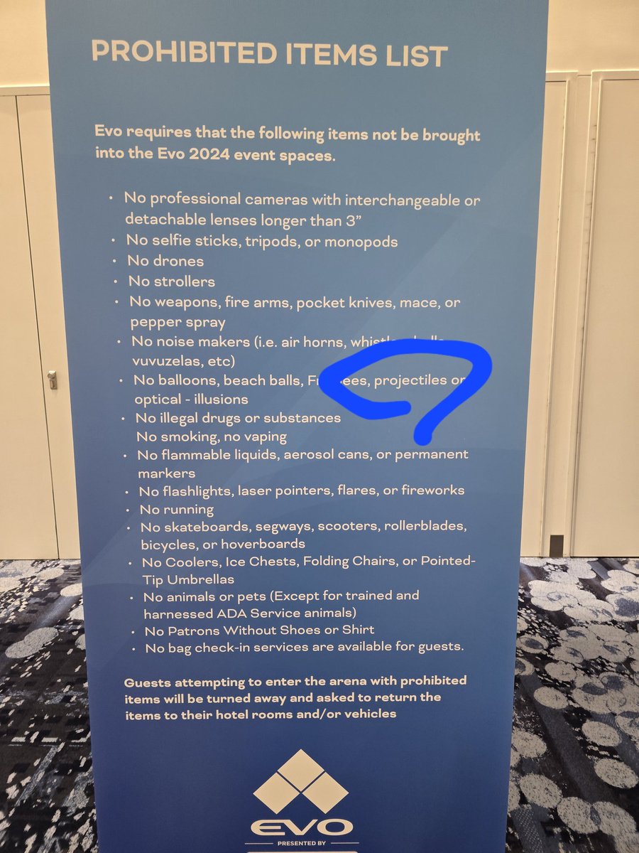 Zoners are not allowed at #evo2024