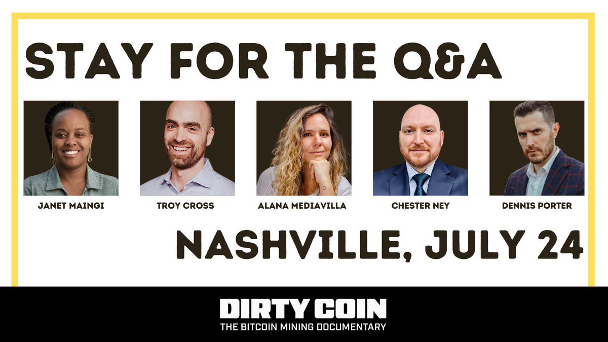 DirtyCoinDoc's tweet photo. We’re very much looking forward to the Dirty Coin screening next week and remind our guests to stay after the movie for our panel and Q&A. 

We’ll be discussing some of the subjects covered in the film and then taking questions from the audience. 

After the panel, we’ll head to the Satoshi Speakeasy which will be our (chill) after party. [🎟️FYI: separate ticket needed for the speakeasy]

#Bitcoin2024 #bitcoin #dirtycoin