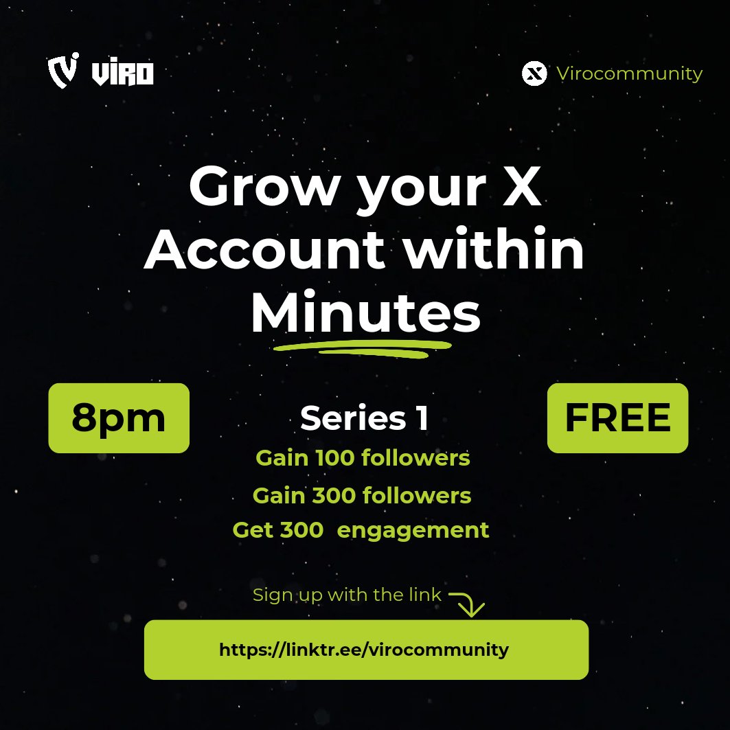 Virocommunity's tweet photo. Series 1, let's grow your account
Join the community now
https://t.co/U7vFoq9J4s https://t.co/PCUHEwENjG