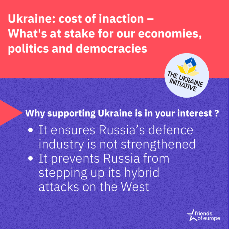 FriendsofEurope's tweet photo. 🇺🇦 Our recent "Ukraine: cost of inaction" study explores why insufficient support to #Ukraine could further undermine regional security and enable further #Russian aggression.

👇 Learn more below.

🔗 Read the full study here: https://t.co/VFfPVPa8AV

#DoNotNormaliseTheWar