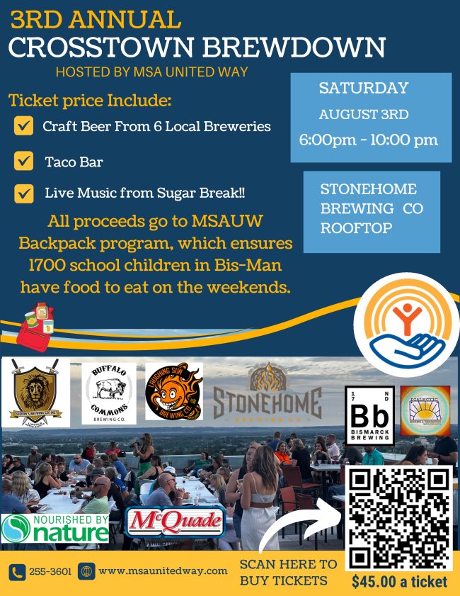 MSAUnitedWay's tweet photo. Join us for our 3rd Annual Crosstown Brewdown on August 3rd - all proceeds benefit the United Way Backpack Program!

https://t.co/2UcKruwn8u https://t.co/xd6pZpWSM2