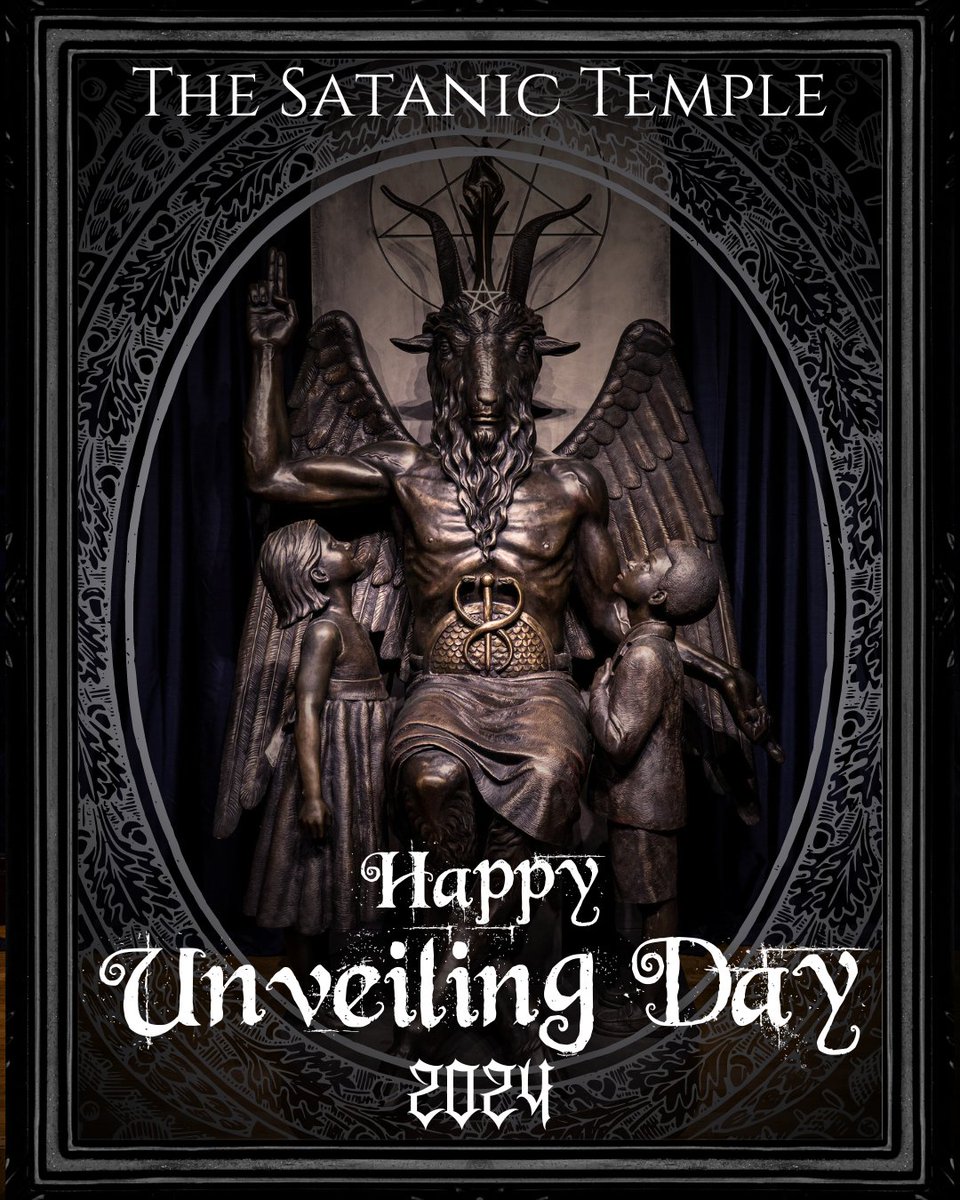 9 years ago today, TST unveiled to the world a symbol of the dawning of a new Satanic age. The Baphomet and Children Statue stands as a symbol of empathy and reason, embodying our unwavering commitment to the pursuit of religious plurality and enlightenment.

Happy Unveiling Day!