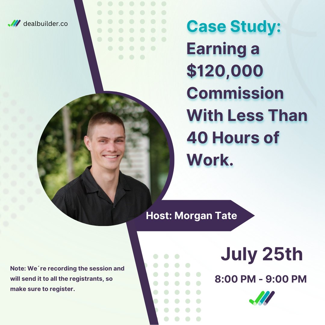 Make sure to join us on July 25th as our Co-Founder <a href="/morgantate_/">Morgan Tate | M&A Advisor</a> shares a case study of how process automation in his brokerage led to a large commission with minimal hours worked! 

You can register for the webinar here 👇 lu.ma/kjxjulz8