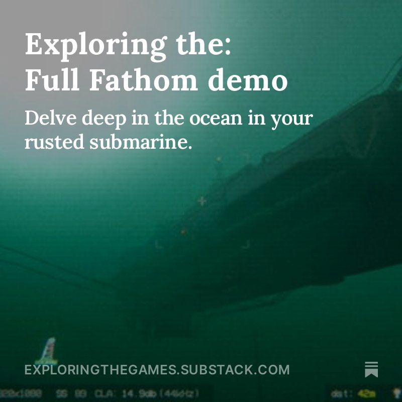 I won't be able to post tomorrow, so please read article I wrote on the Full Fathom demo. Link below.
(1/3)
open.substack.com/pub/exploringt… 

#survival #horror #indiegame #narrative