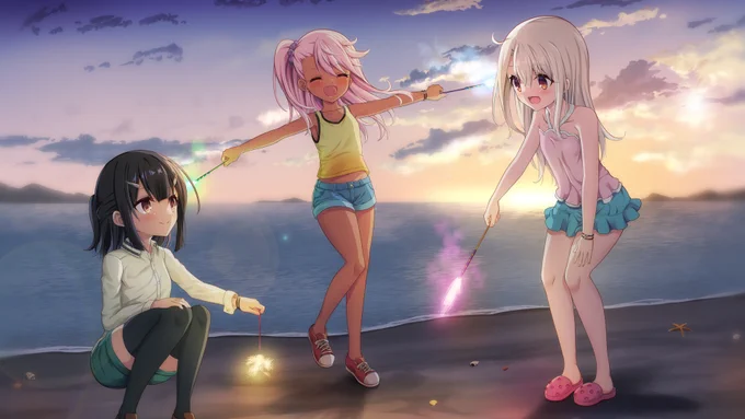 こっちはskebで描いた夏っぽいイリクロ美遊です 