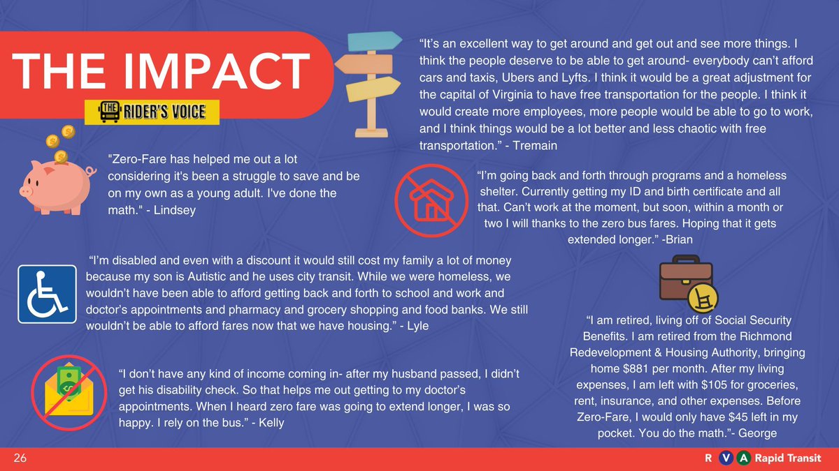 Our fourth pillar as an organization is keeping Zero Fare! Keeping our bus fare free makes it accessible  for all of Richmond.

Learn how Zero Fare is funded and how you can help make it permanent by reading our State of Transit report: buff.ly/3Y3li4D