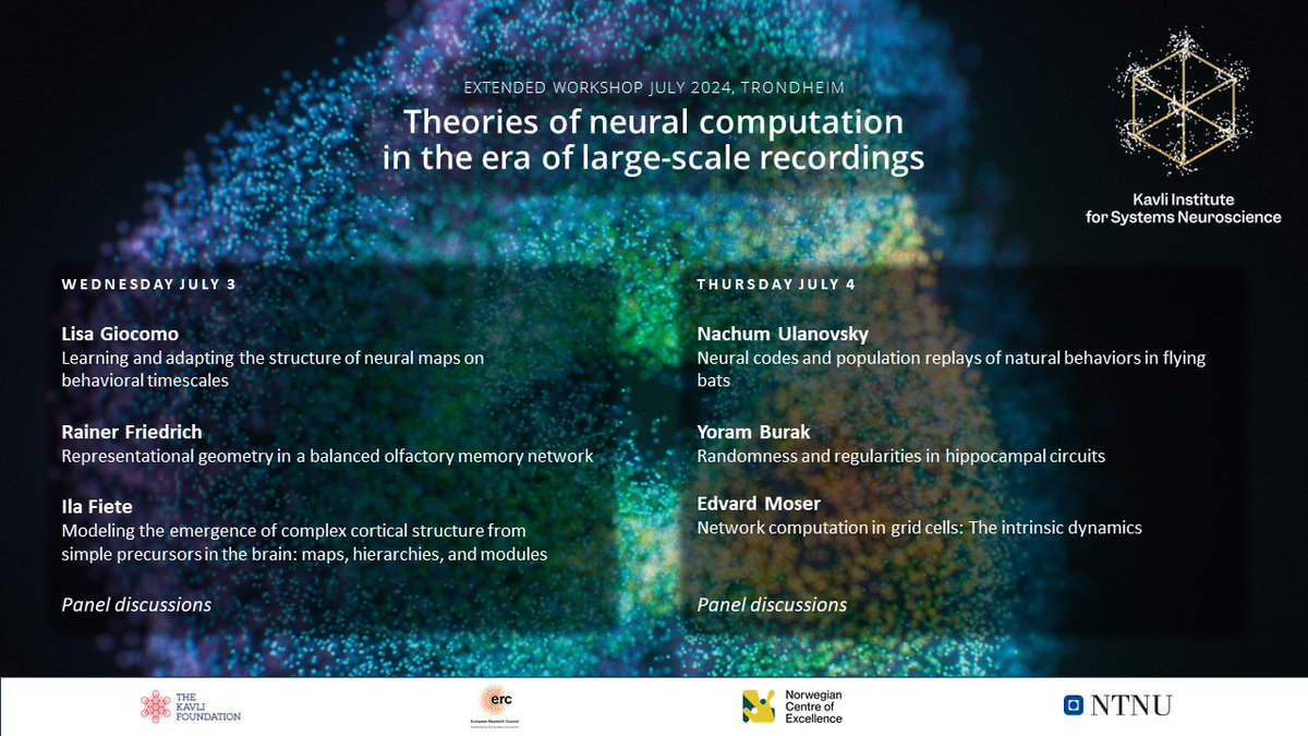 Our extended workshop “Theories of neural computations in the era of large-scale recordings” has officially wrapped up.

Thank you to all our wonderful speakers, poster presenters, attendees, &amp; staff for making this event a great success.

Take a look at the highlights 👀

🧵 1:5