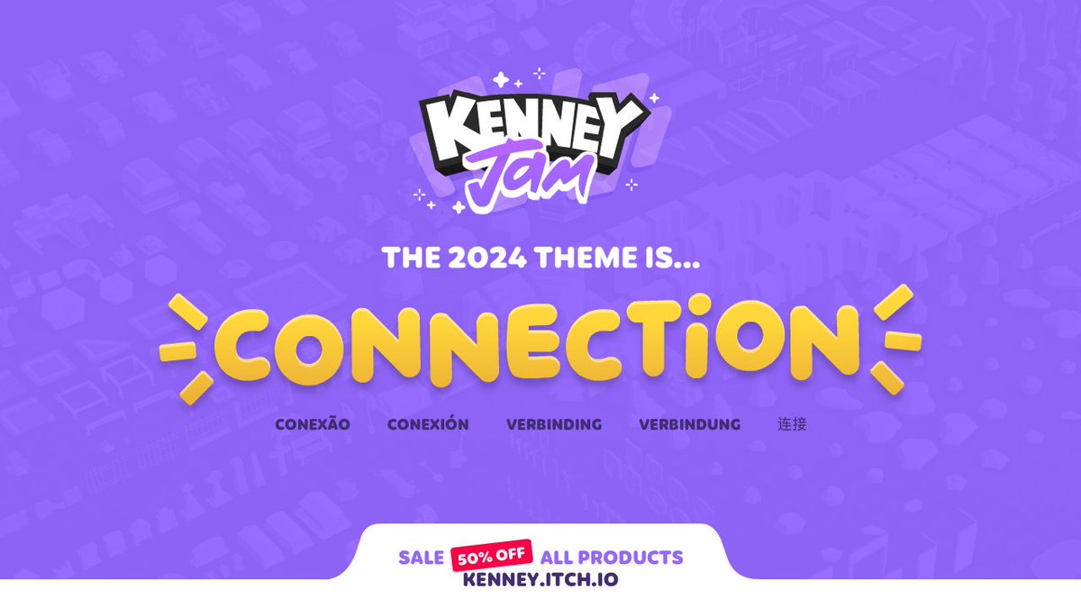 The #KenneyJam (2024) theme is: CONNECTION 🔗

Enjoy this weekend, and remember that your health is more important than finishing the game. Make sure to take care of yourself, take breaks, and get plenty of rest. Have a fantastic time!

itch.io/jam/kenney-jam…