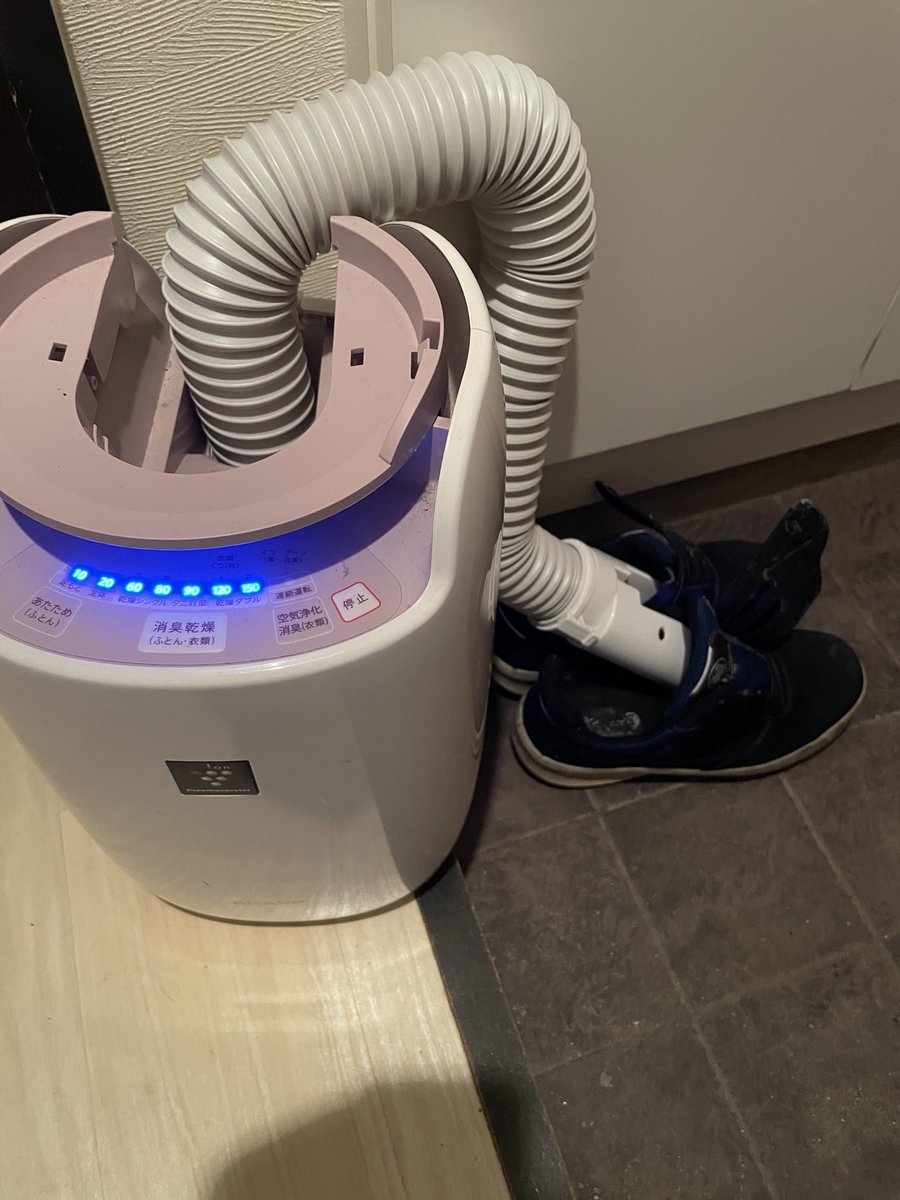 hamuhamu's tweet photo. 今日、建設現場へ行ったら急豪雨。足どころか全身ベタベタのベチャベチャ。水虫ないけど罹患しそう。あって良かった靴乾��機 https://t.co/AYT4KvBNXE