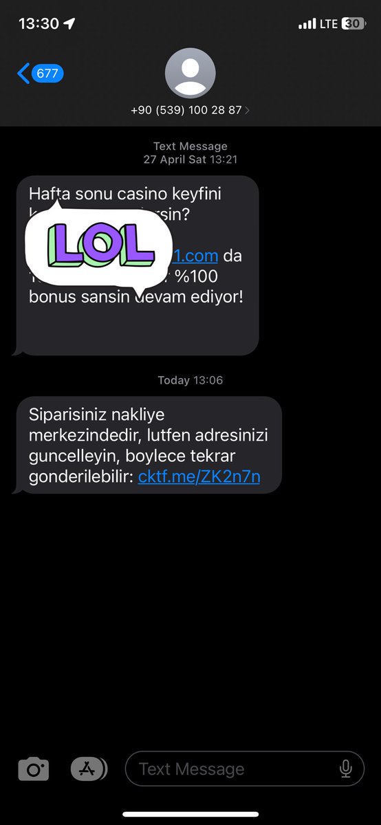 bfurkanz's tweet photo. Saat 12.30 gibi @ciceksepeti üzerinden bir sipariş verdim. 20 dakika geçtikten sonra aşağıdaki gibi bir sms geldi ve fake site üzerinden para talep ediliyor.Siparişten 20 dakika sonra bu sms’in gelmesi biraz şüphelendirdi(Data Transferi).Ama umarım sadece kötü bir tesadüftür https://t.co/ghzwZPEBKd