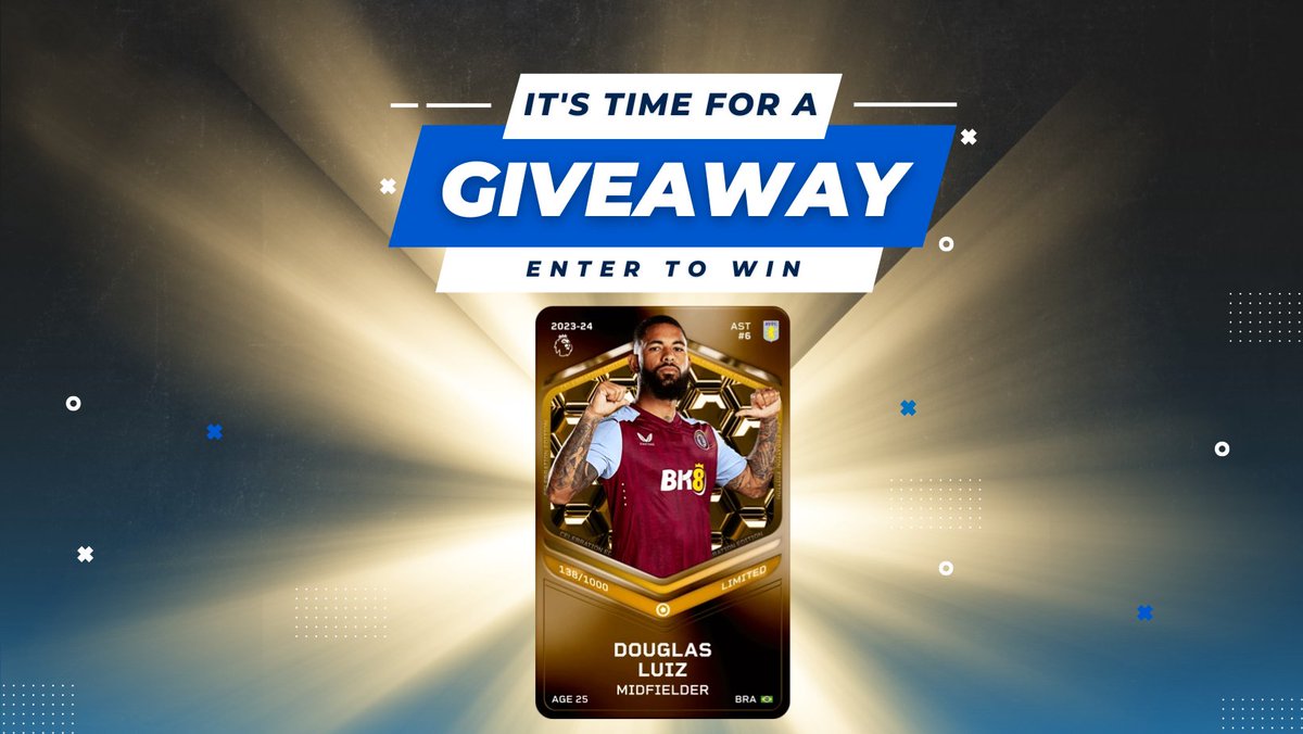 🎁 Another giveaway. Win this gorgeous Douglas Luiz Celebration Edition. Now is your chance!  

Sambre really needs support, as we're playing league-defining match tonight.  

To enter:        

1. RT this tweet   
2. Follow @SambreHearts

Draw July 22nd.

#Sorare #Giveaway