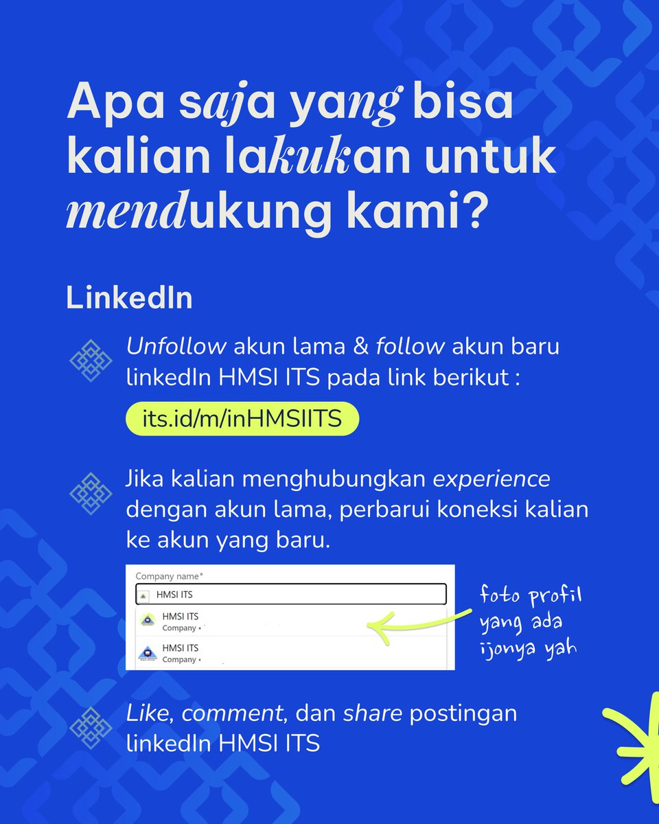 HMSI_ITS's tweet photo. [HMSI PUNYA AKUN BARU?]

Halo, Sobat Inovasi!

Ikuti HMSI ITS pada link berikut, atau bisa klik link di bio!
WhatsApp Channel HMSI : https://t.co/POJmRiG8gN
LinkedIn : https://t.co/dvaeMyzV4V

#IMUpdate
#IMiraculous
#HMSIInovasi
#ITSSurabaya https://t.co/nazDlHufqa