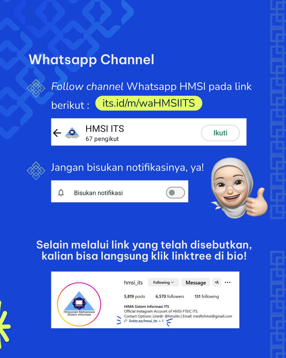 HMSI_ITS's tweet photo. [HMSI PUNYA AKUN BARU?]

Halo, Sobat Inovasi!

Ikuti HMSI ITS pada link berikut, atau bisa klik link di bio!
WhatsApp Channel HMSI : https://t.co/POJmRiG8gN
LinkedIn : https://t.co/dvaeMyzV4V

#IMUpdate
#IMiraculous
#HMSIInovasi
#ITSSurabaya https://t.co/nazDlHufqa
