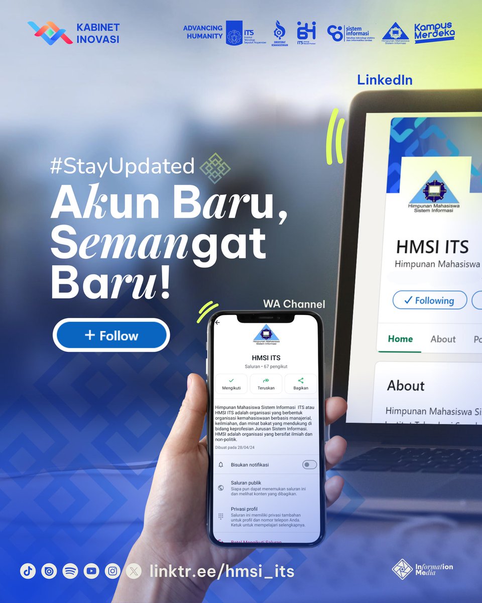 HMSI_ITS's tweet photo. [HMSI PUNYA AKUN BARU?]

Halo, Sobat Inovasi!

Ikuti HMSI ITS pada link berikut, atau bisa klik link di bio!
WhatsApp Channel HMSI : https://t.co/POJmRiG8gN
LinkedIn : https://t.co/dvaeMyzV4V

#IMUpdate
#IMiraculous
#HMSIInovasi
#ITSSurabaya https://t.co/nazDlHufqa