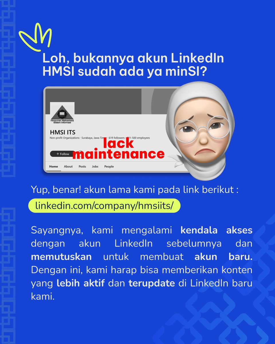 HMSI_ITS's tweet photo. [HMSI PUNYA AKUN BARU?]

Halo, Sobat Inovasi!

Ikuti HMSI ITS pada link berikut, atau bisa klik link di bio!
WhatsApp Channel HMSI : https://t.co/POJmRiG8gN
LinkedIn : https://t.co/dvaeMyzV4V

#IMUpdate
#IMiraculous
#HMSIInovasi
#ITSSurabaya https://t.co/nazDlHufqa