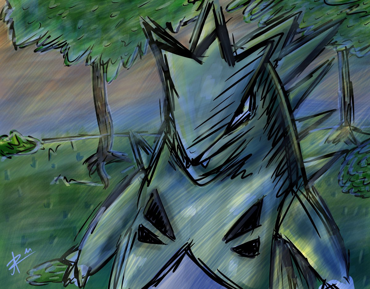 imarksoul's tweet image. debido a mi insomnio queria dibujar un pokemon y termine haciendo un tyranitar, creo que quedo bonito pero muy sucio a la vez lo cual me encanta. :D