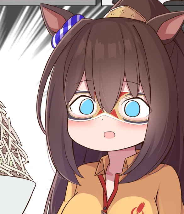 こちらのウマ娘ラーメン合同に縁あって参加させていただきました!エルで見覚えのある構図の漫画描いてます、よろしくね 