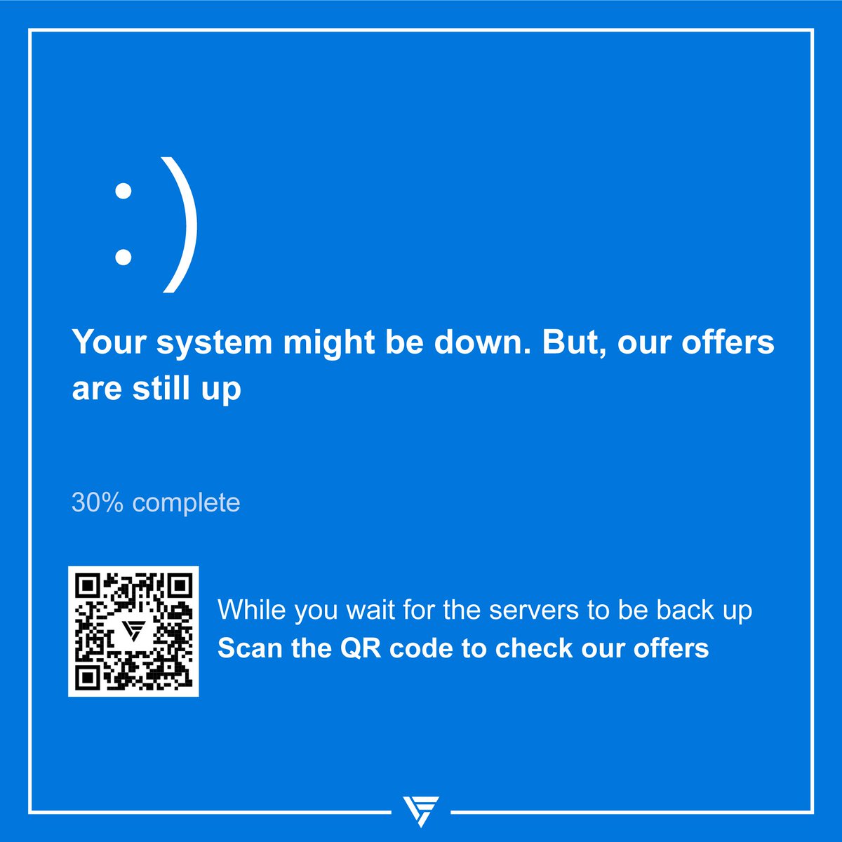 VeroForzaGameOn's tweet photo. Microsoft goes down, Our deals stay up!

#Microsoft #Crowdstrike #Bluescreen #Serverdown #BSOD https://t.co/r1ejpheFRy