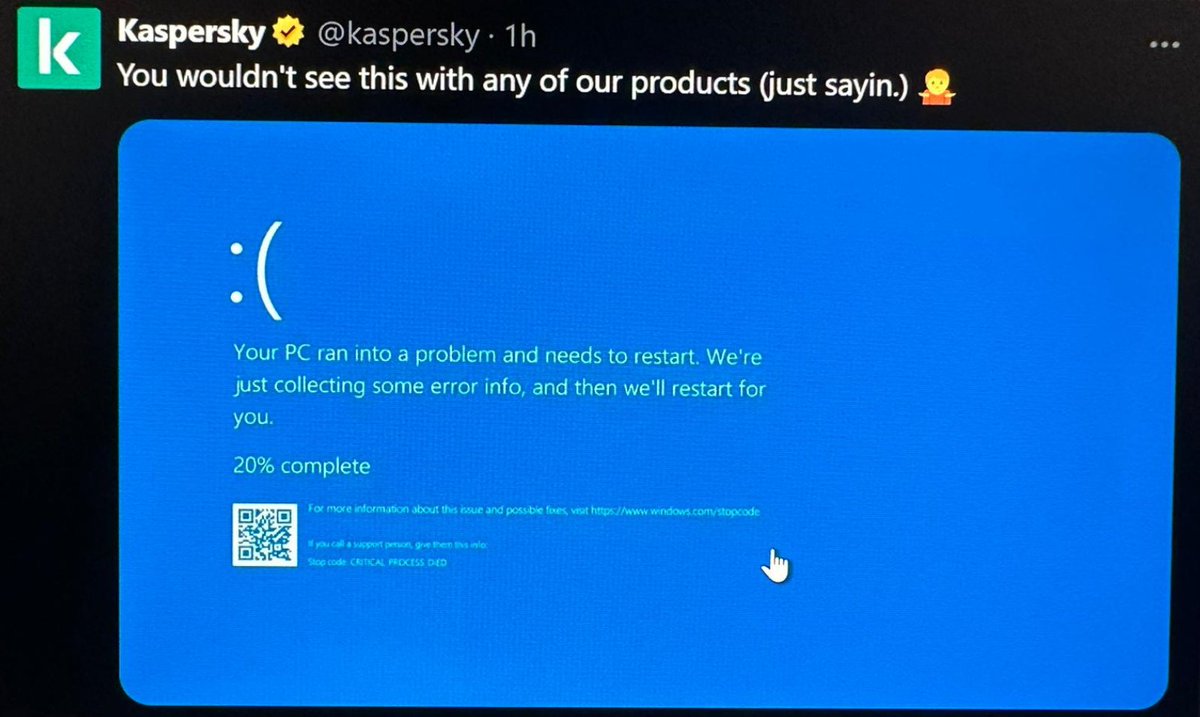 rollzroyce77's tweet photo. @George_Kurtz Kaspersky throwing jabs! https://t.co/H7xMxfXjeu