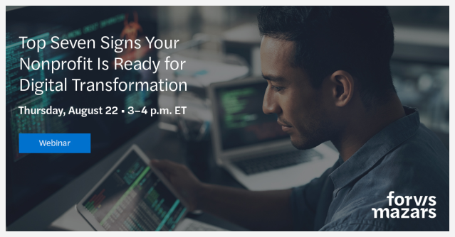 AprilLArnold's tweet photo. .@ForvisMazarsUS will offer insight to help position your organization at the forefront of innovation and social change. Register for the webinar here: https://t.co/HufRoaxyW7 https://t.co/0JVwP3VydP