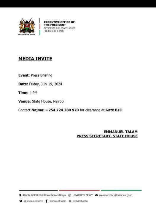 MSerettaX's tweet photo. President Ruto to address the Nation at 4pm from State House.

#OccupyUhuruPark #GenZPollRelease https://t.co/XekcTrMa2c