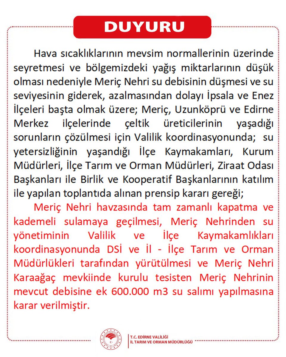 edirne_valiligi's tweet photo. ❗️DUYURU ❗️ https://t.co/kTziZwZupc