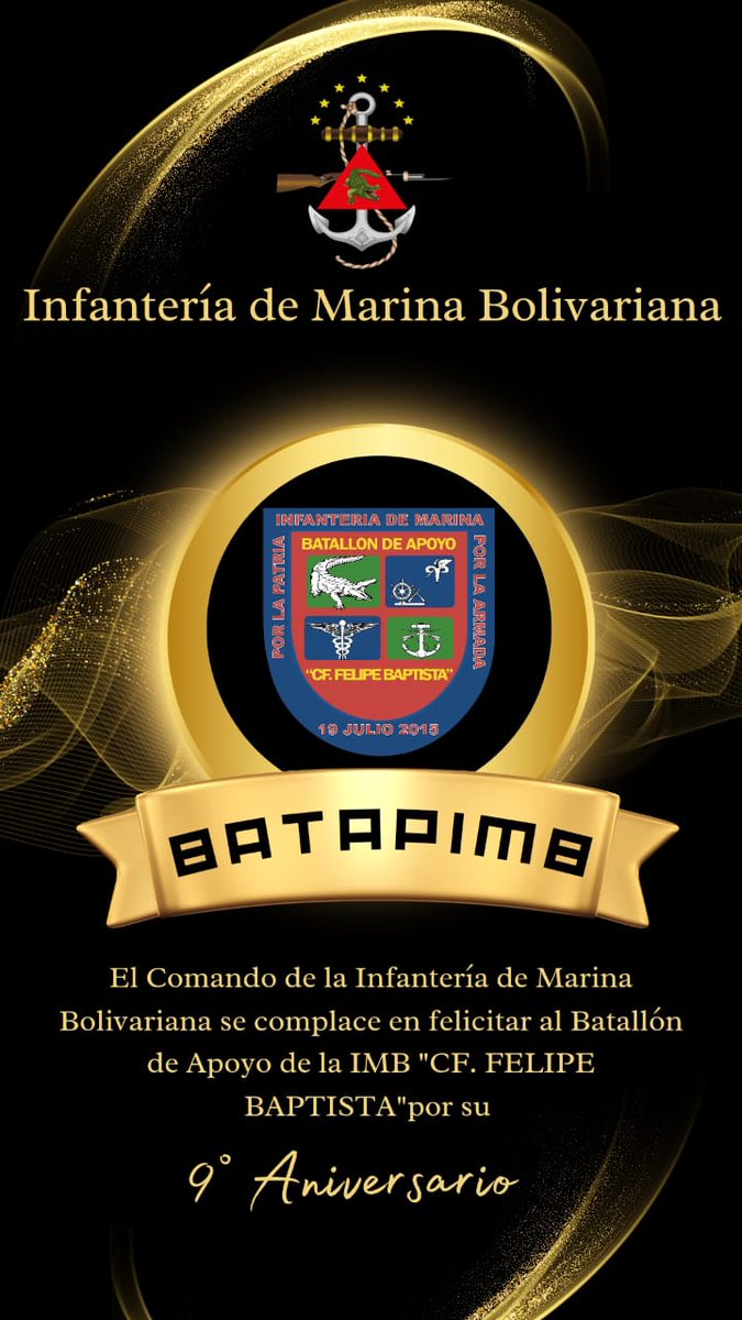 9º Aniversario del BATAPIMB “CF. FELIPE BAPTISTA” Unidad adscrita al Comando de la Infantería de Marina Bolivariana.
